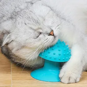 Pet cat suction cup rubbing device massager cat scratching itchy scratching device cat comb suction cup massage brush