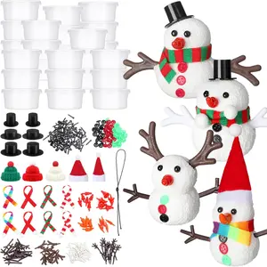 24-Piece Christmas Snowman DIY Craft Kit 326-Piece Assembly Craft Set Christmas Decorations Air-Drying Modeling Clay Winter Party DIY Gifts Indoor/Outdoor Holiday Decorations (Foam Snowman)