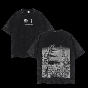 Retro Heavy Limited Chainsaw Man Anime Double Printed Washed Tee Unisex Anime Manga Washed Heavyweight T-shirt, Anime Lover Menswear Fabric Top Oversized