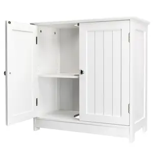 Bathroom Under Sink Storage Cabinet – SpaceSaving Waterproof MDF Vanity Cabinet with Double Slatted Doors & Shelves, Modern Organizer for Toiletries, Towels, Cleaning Supplies