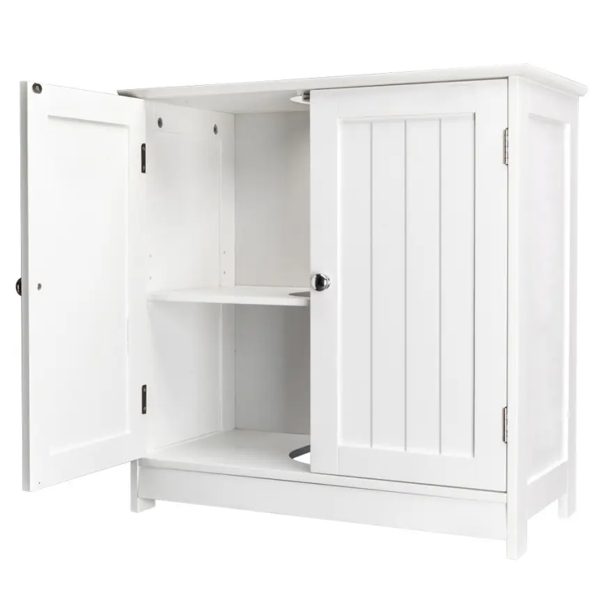 Traditional Bathroom Vanity Sink Cabinet - Compact, Waterproof, Eco-Friendly, Durable MDF Unit with Double Slatted Doors, Shelves, Space-Saving Storage, Moisture-Resistant, Non-Slip, 23.6x11.4x23.6in Organizer (Easy Setup Required), Bathroom Sink Cabinet