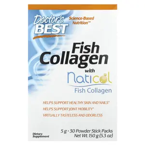 Doctor's Best Fish Collagen with Naticol, 5 g, 30 Powder Stick Packs, 5.3 oz (150 g)