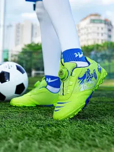 Girls & Boys Kids Turf Soccer Cleats, Rotary Buckle Quick Lace Football Shoes, Sporty Soccer Shoes, Non-Slip TF Spikes Breathable Lightweight Athletic Sneakers, Firm Ground Outdoor Training Game Cleats for Youth Big Kids