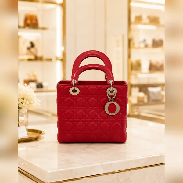 Pre-owned Dior - Tote Bags Christian Lady Cannage Leather Tote Bag Red Silver Hardware LA23267027