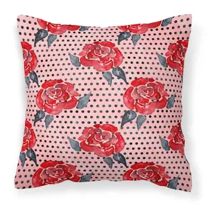 Carolines Treasures  Watercolor Red Roses & Polkadots Fabric Decorative Pillow, 18 x 18 in.