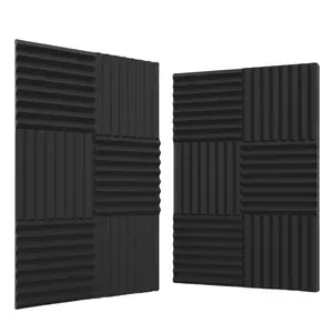 6PCS 12"x12"x1" Acoustic Foam Panels Wedge - Black , Great Acoustic Environments Sound Absorption Noise Reduction Wall Tiles, Reduce Echo Reverberation for Quiet, for Home Office Reading Meeting Room Study Cinema Music Recording Studio Media Gaming Room