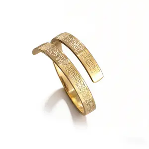 Gold Plated Engraved Double Band Ring - Summer Daily Wear Minimalist Jewelry accessories