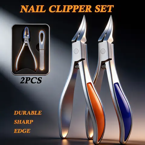 Dual-Color Handle Ingrown Toenail Clipper Set Angled Curved Blade Nail Cutter for Thick Ingrown Toenails Professional-grade Stainless Steel Sharp Durable Edge