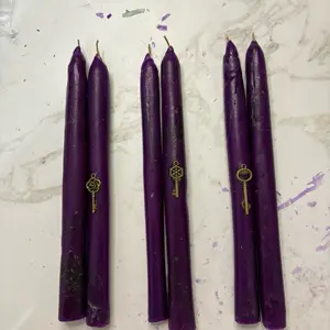 Intention Candle - Hekate Work Purple Taper Candles with Key Design for Rituals and Spells
