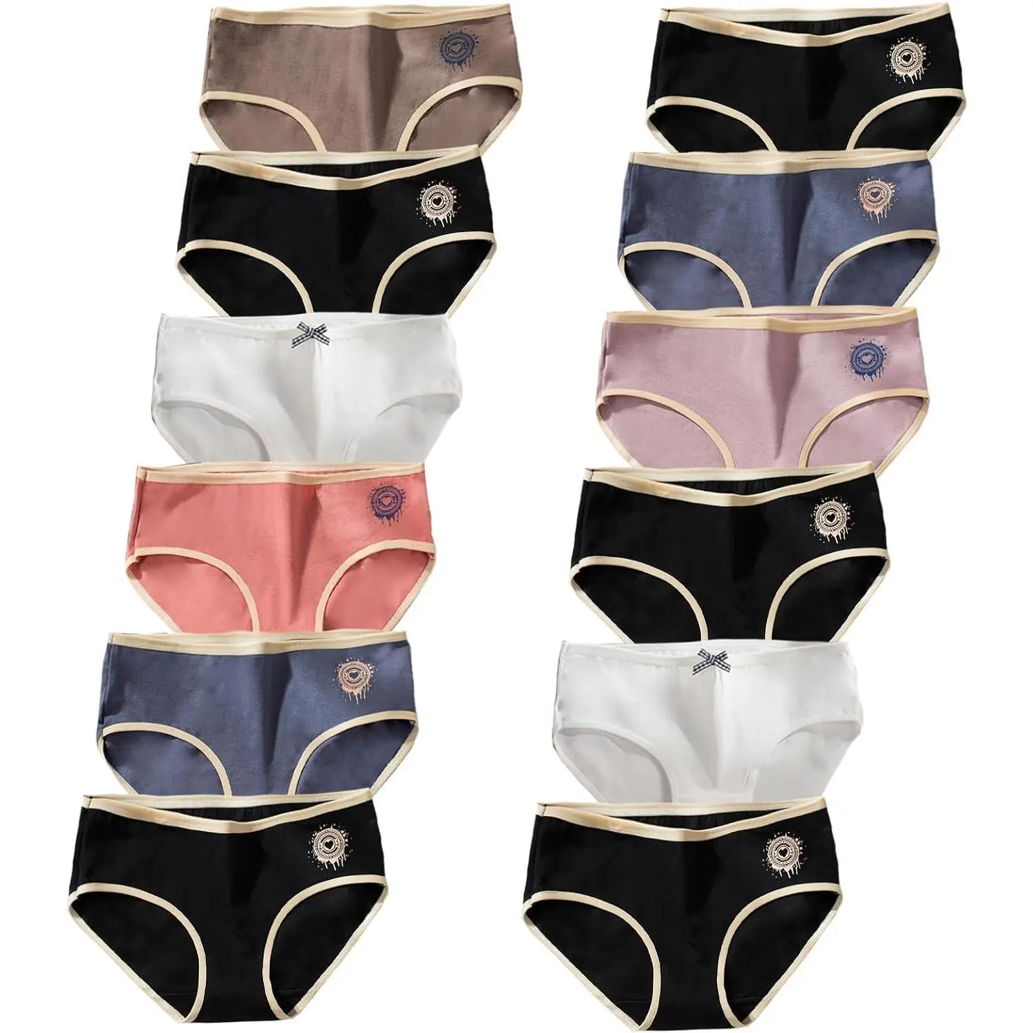 P-UDW02    Girls Underwear for 12 Pack Teen Cotton Briefs