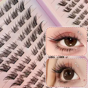 Self Adhesive Cluster Lashes 144pcs, Natural Wispy & Anime Style, No Glue Needed, DIY Lash Extensions, C-Curl, Mixed Lengths, Fluffy Lash Clusters