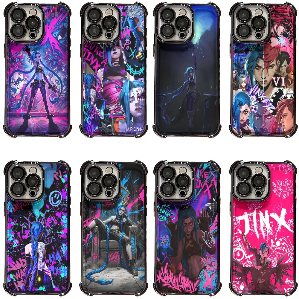 Arcane Jinx Neon Purple and Pink Themed Phone Case for iPhone 17,16,15,14,13,12,11 Pro Max, Anti-Scratch Mobile Case Ideal for Gifting