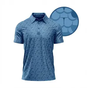 Whale Tail Blue Men's Polo Master Tour Polo Shirt All-Over Print Lightweight Quick-Dry Fabric 3-Button Placket Regular Fit S to 5XL