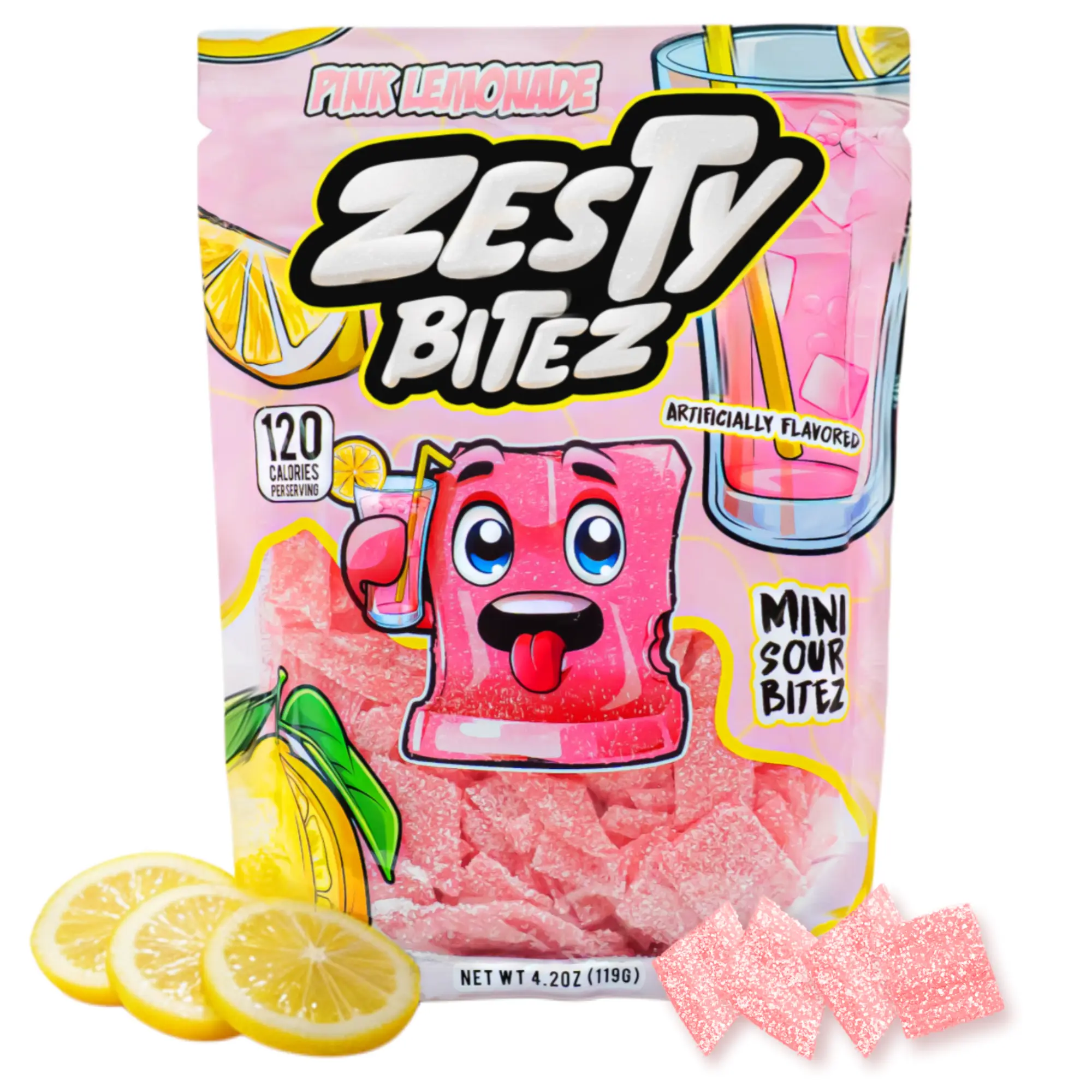 Zesty Bitez Pink Lemonade Candy 1 Pack Mini Sour Bites