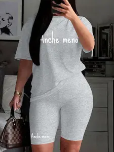 Personalized print pattern Women's Summer Casual 2-Piece Leisure Sports Set, Athleisure Wear, Stylish Print Comfortable for Daily Wear, Trendy Ladies Fashion Must-Have, Athleisure Summer Clothes