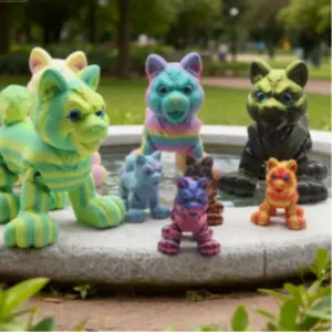 Cute 3D Printed Expression Doll Statue, Collectible Figurines, Multicolor Hachiko Figure, Home Office Desktop Decoration, Birthday Valentine's Day Christmas Gift