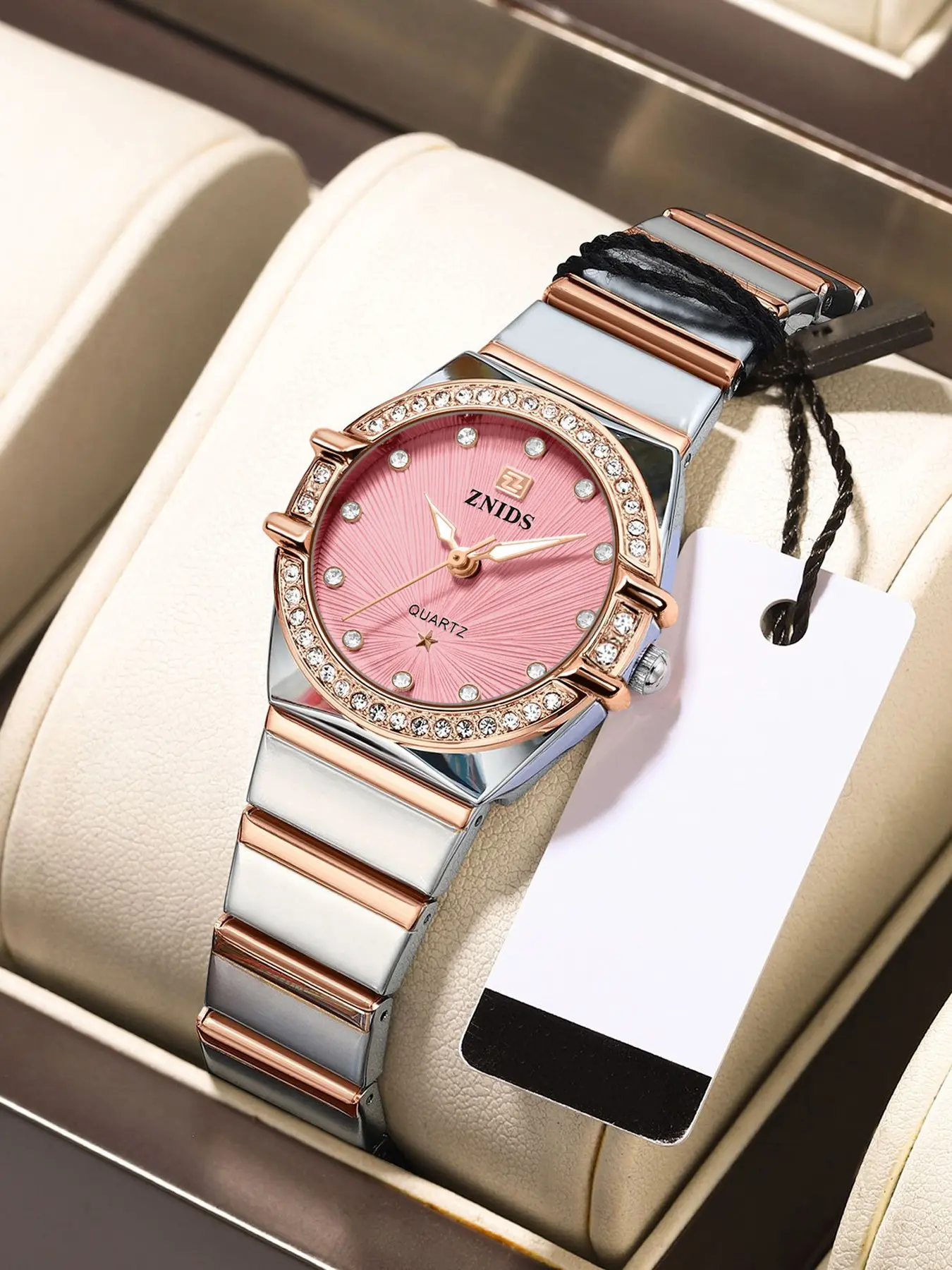 Luxury Women's Quartz Watch, Diamond-Encrusted Dial, Stainless Steel Strap, Waterproof, Fashionable and Versatile, Ideal Gift Choice