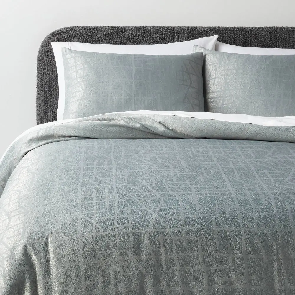 Threshold Jacquard Duvet Cover Set Needle Stitching Teal Green Full/Queen