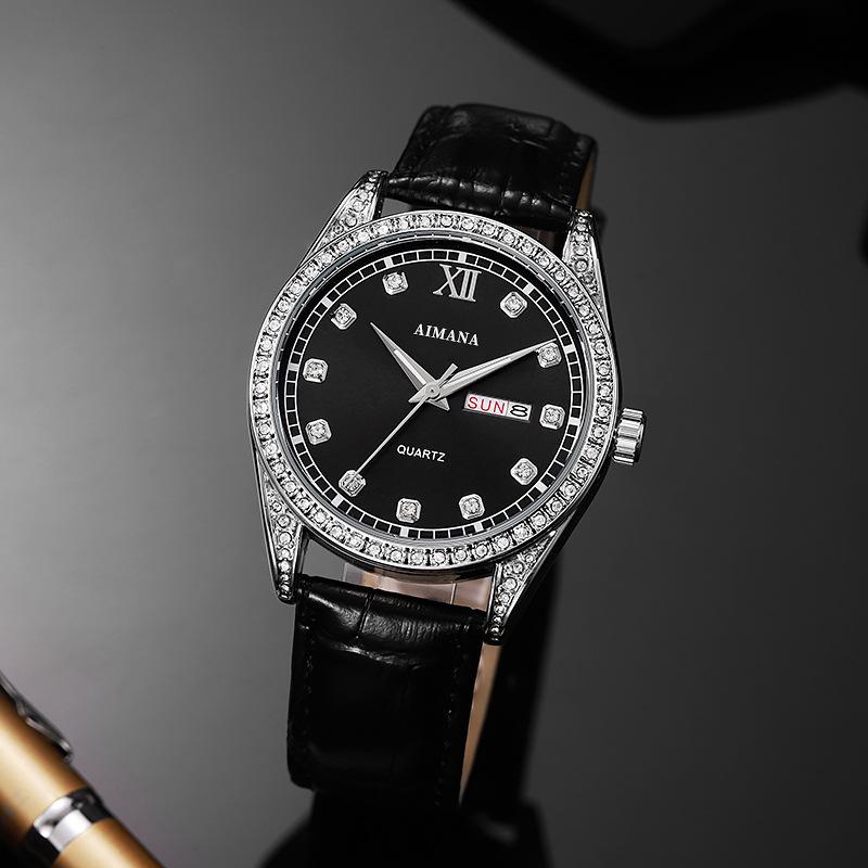 Swiss Luxury Men's Watch - Log Series Diamond Dial Luminous Quartz Wristwatch, Waterproof Business Classic