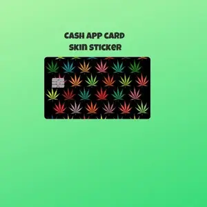 Debit Card Skin for Cash App Card with Green Flowers Pattern set of 2