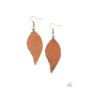 Leafy Luxury - Orange earring D020