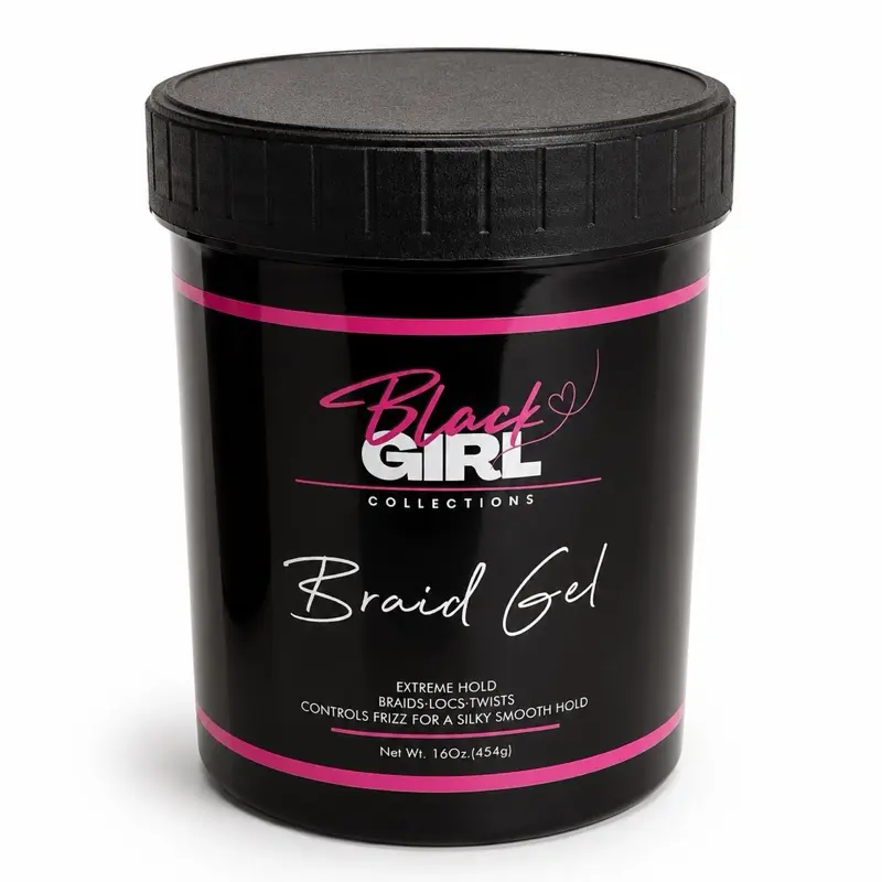 Black Girl Collections Braiding Gel 16 oz – Extreme Hold, Sleek Shine, Non-Flaking Braid Gel for Braids, Twists & Protective Styles