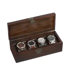 Bimoha 4 Slot Wooden Watch Box for Men - Personalized Storage Box with 4 Slots for Watches, Watch Display Case with Removable Pillows, Gift for Loved Ones, Jewelry Box, Gift Idea ( Style 5 )