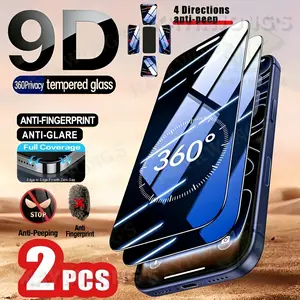 KAYKWONG'S 360° Privacy Screen Protector with Kit Application for iPhone 12/13/14/15/16/17 Pro & Pro Max, 2-Pack,  Privacy Tech, 9h Tempered Glass