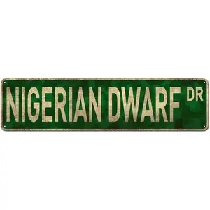 Nigerian Dwarf Dr. Street Signs, Goat Sign Goat Gift Animal Signs Metal Tin Signs, Funny Wall Décor for Home/Bedroom/Man Cave/Bar/Pub 4" x 16"