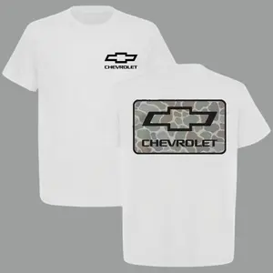 Chevrolet Camo Logo T-Shirt – Classic Chevy Bowtie Tee for Truck Lovers, Camo Flag Patch Shirt, Patriotic Auto Gift