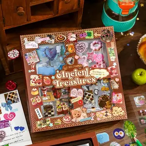 100 Sheets Romantic Series Cut Film Decal Sticker Gift Box with Adhesive Backing, Handmade Material for DIY Scrapbook Photo Frame Diary