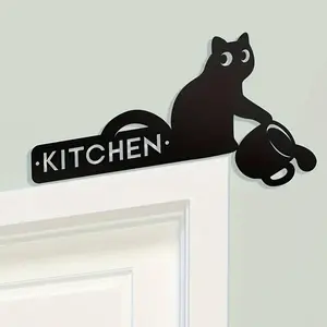 Cat & Coffee Cup Design Wall Decor, Metal Kitchen Sign, Wall Metal Plaque, Wall Hanging Decor for Home Kitchen, Home Decor, Room Decor, Kitchen Decor, Vintage Metal Sign