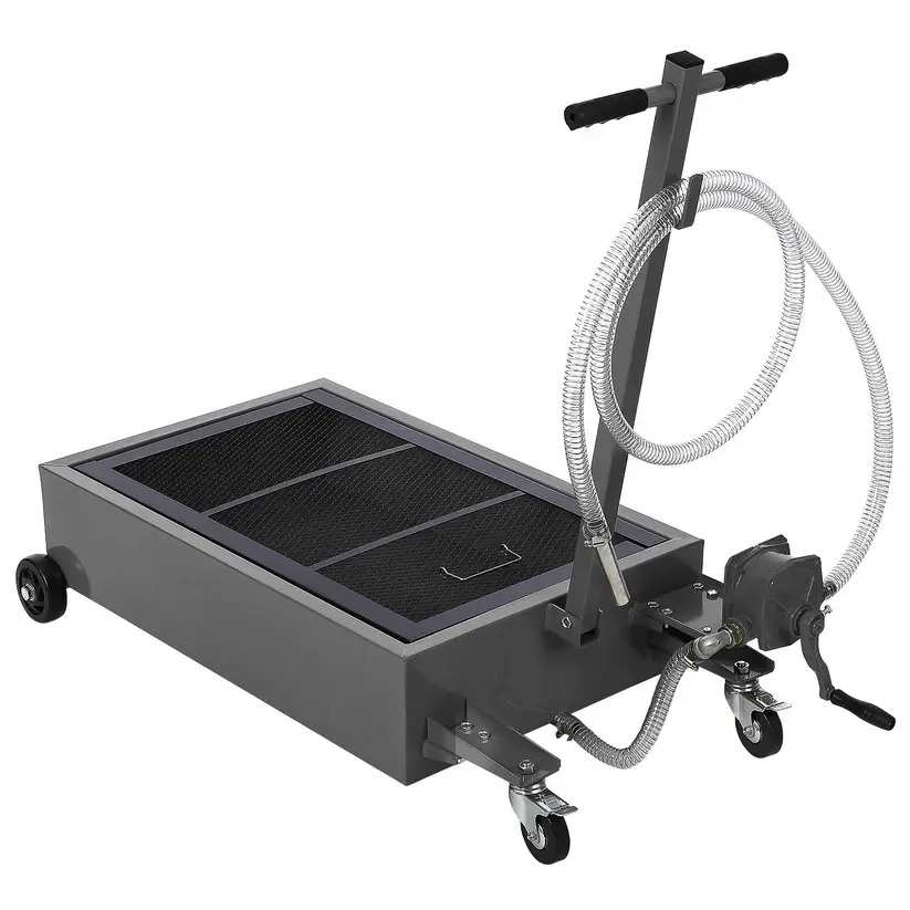 [HOT PRODUCT - FLASH SALE] Garvee 20 Gal Manual Low-Profile Oil Drain Pan, Large-Capacity Rolling Drain Cart with Adjustable Handle, Hose, Swivel Casters for Trucks, RVs, Home Improvement Use, Black