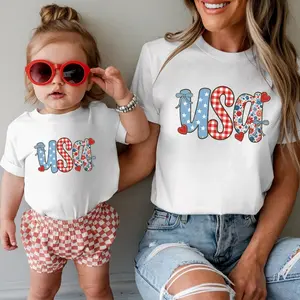 Usa Mommy And Me Shirts, Mommy And Me 4th Of July Matching Shirts, Patriotic Mom and Daughter Shirt, Mom Baby Shirt, Coquette Mama And Mini Tee