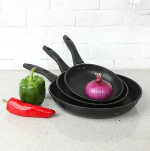 3-Piece Non-Stick Aluminum Skillet Set, Black, Cookware