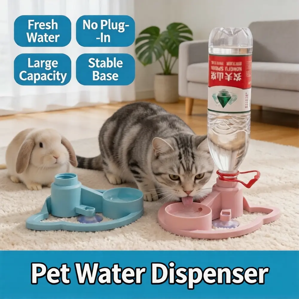 ABS Plastic Automatic Dog Water Feeder - Gravity Auto-Flow Animal Water Bowl, Single Unit, Plug-Free, Large Capacity, Anti-Moisture Mouthpiece, Easy-Clean, Spacious Bowl, Home Use Pet Hydration Aid
