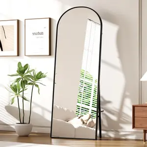 【GARVEE】Arched Full Length Mirror 65"x22" Mirror Standing Hanging or Leaning Wall, Full Body Floor with Stand Aluminum Alloy Thin Frame for Bedroom
