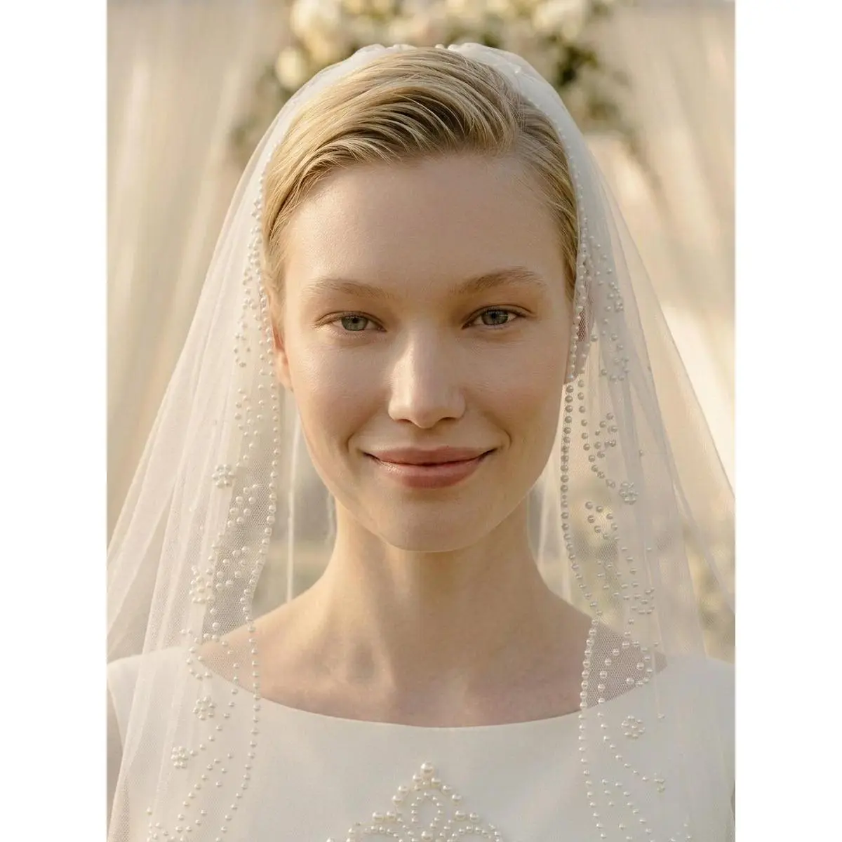 Ethereal Pearl Beaded Veil