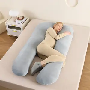 1 piece/kit Long U-shaped luxury all-encompassing embrace support pillow, British made, a comfortable sleep aid for pregnant women, ideal for back and side support.