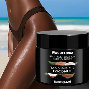 Coconut Oil Quick Tan Cream, Natural Sunless Tanner, Ultra Moisturizing, No Preservatives, Contains Coconut Oil and Hyaluronic Acid, 60g, Moisturizer, Beachbodycare