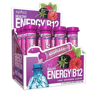Zipfizz Daily Energy Drink Powder Berry 12 Pack 3-in-1 Sustained Energy Rapid Hydration Essential Vitamins Sugar-Free Electrolyte Powder with Vitamin B-12 & Antioxidants