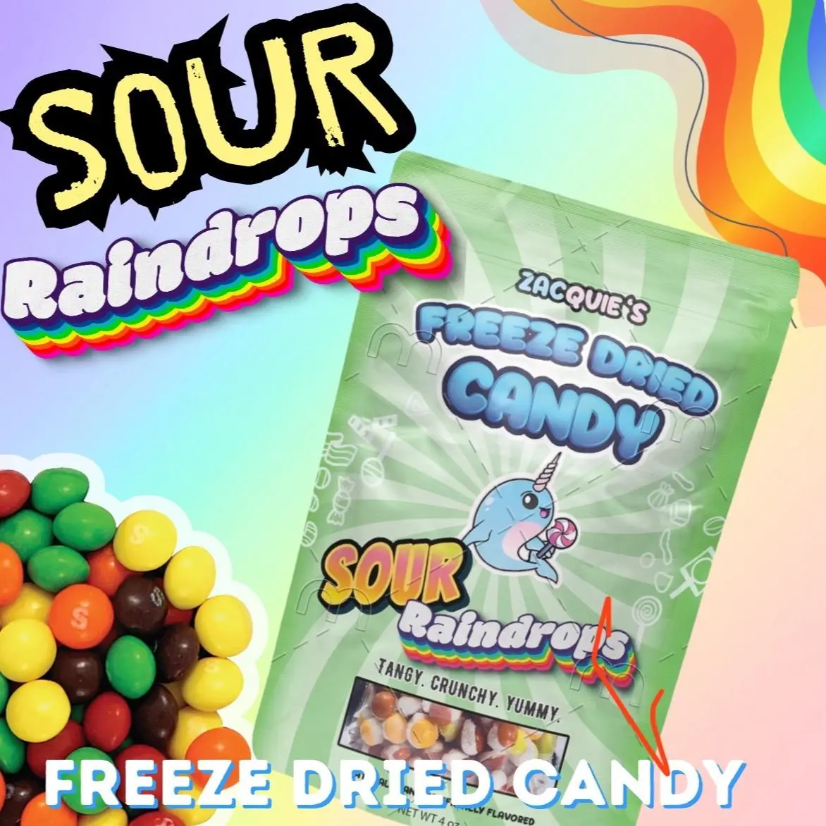 Sour Raindrops (Freeze Dried  Sour Candy) Fruity Treats