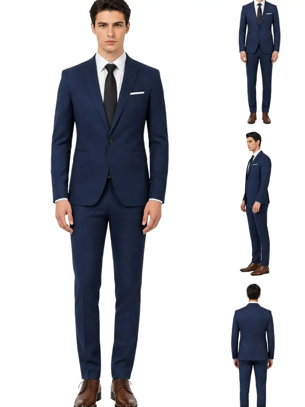 Men's 2-Piece Slim Fit Suit, Korean Style Long Sleeve Jacket with Peak Lapel and Matching Pants for Wedding, Business, Office