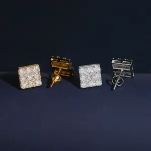 Square Pavé Cluster Stud Earrings Lab Diamond – 14k Gold