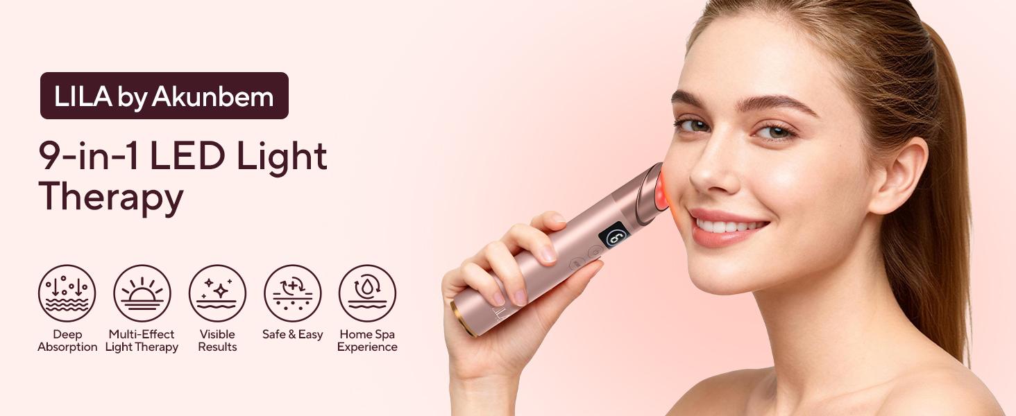 LILA by Akunbem 9-in-1 Real Glass-Head Glow Device — Home Photorejuvenation Tool for Radiant, Glass-Like Skin