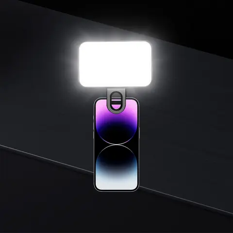 Portable Mini Phone Clip Light, Adjustable Brightness Three-Color Rechargeable Battery, Ideal for Photography & Laptop Use, Selfie Panel Light, Led Selfie Accessories, Led Smartphone Light