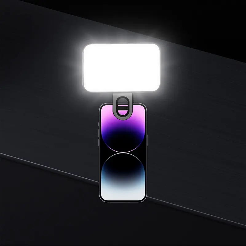 Portable Mini Phone Clip Light, Adjustable Brightness Three-Color Rechargeable Battery, Ideal for Photography & Laptop Use, Selfie Panel Light, Led Selfie Accessories, Led Smartphone Light
