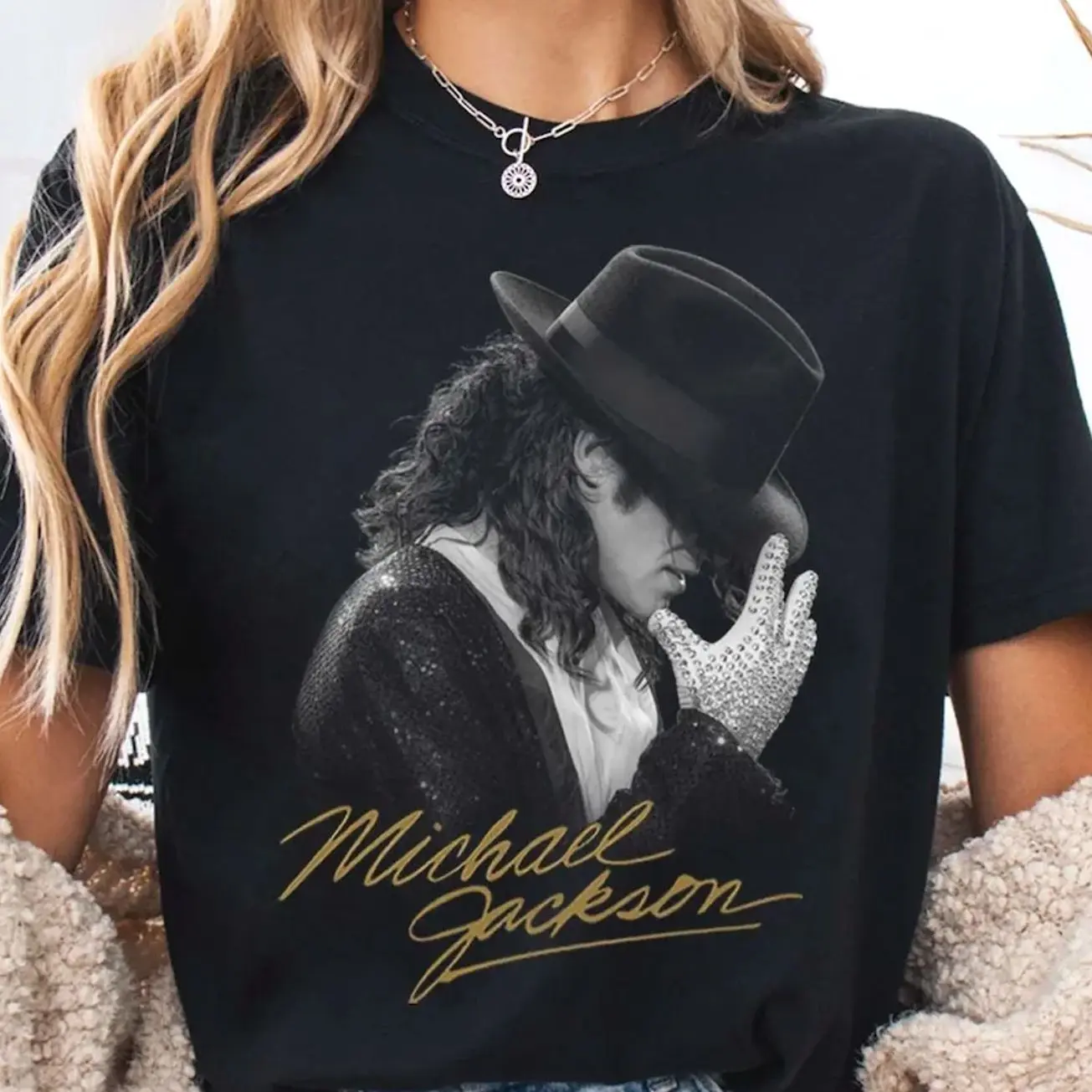 Vintage M Jackson 90s Pop Music Icon Graphic T-Shirt, Retro Unisex Soft Cotton Streetwear Tee,