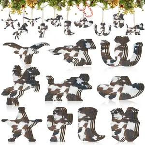 30 count Christmas Western Ornaments Wooden Cowboy Ornaments for Christmas Tree  Cowboy Hat Cactus Boots Farmhouse Western Theme  Decorations for Xmas Tree Party Decor