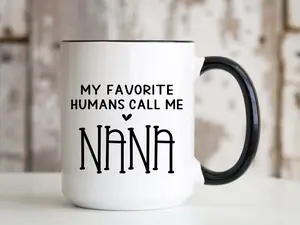My Favorite Humans Call Me Nana Mug 15oz Birthday Christmas Mothers Day Gift for Grandma from Granddaughter Grandson Grandkids Grandchildren